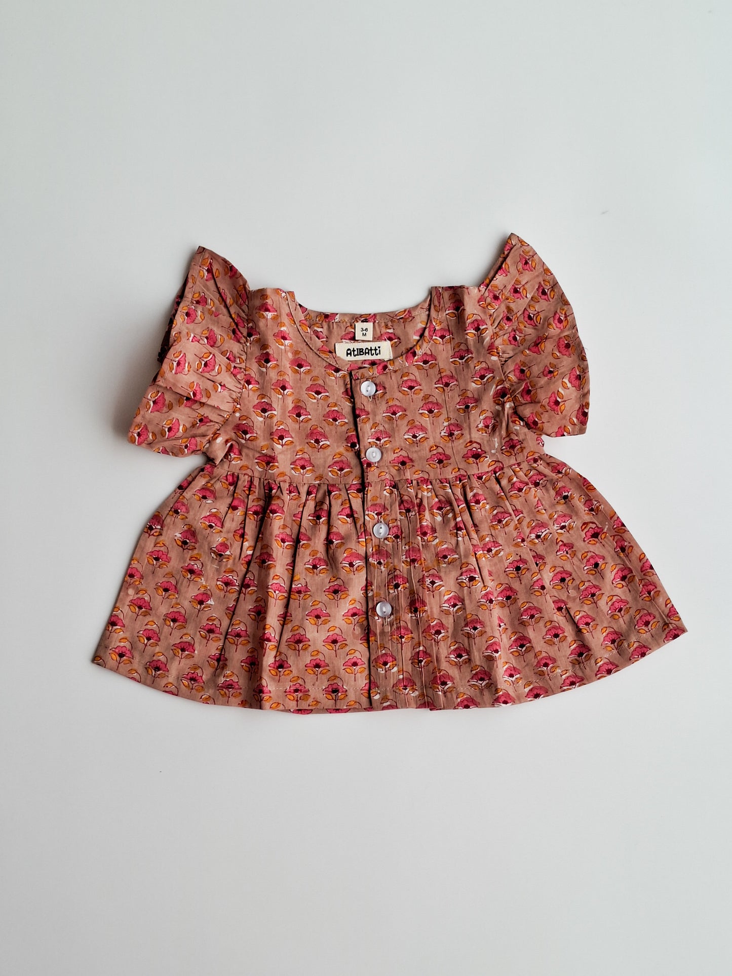 Earthy Daffodill HandBlock Mul Cotton Girl Co-Ord Set