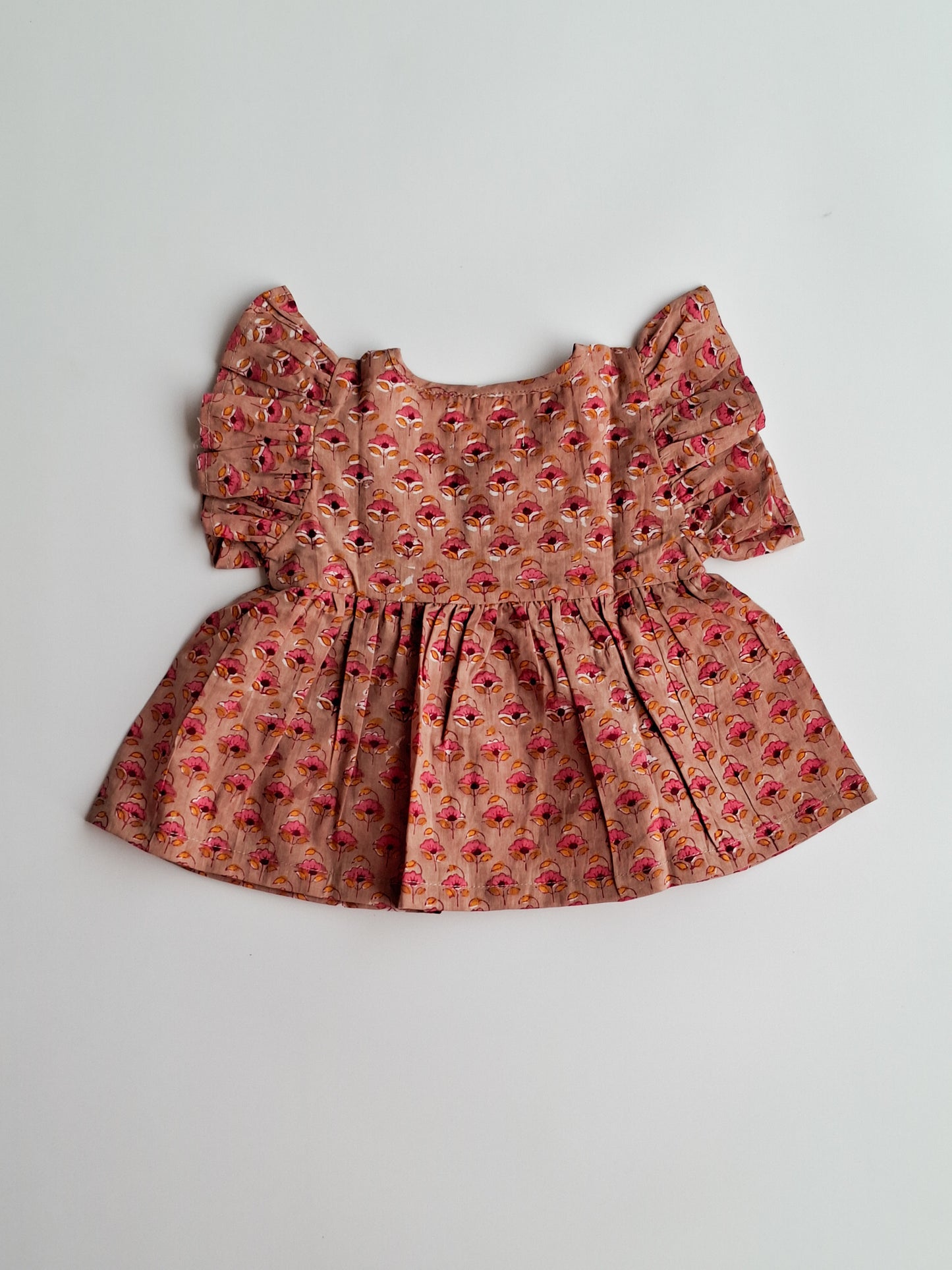 Earthy Daffodill HandBlock Mul Cotton Girl Co-Ord Set