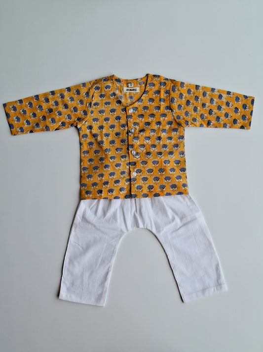 Baby Jhabla Set Handblock Print Mul Cotton – Sunehari Neel Kamal