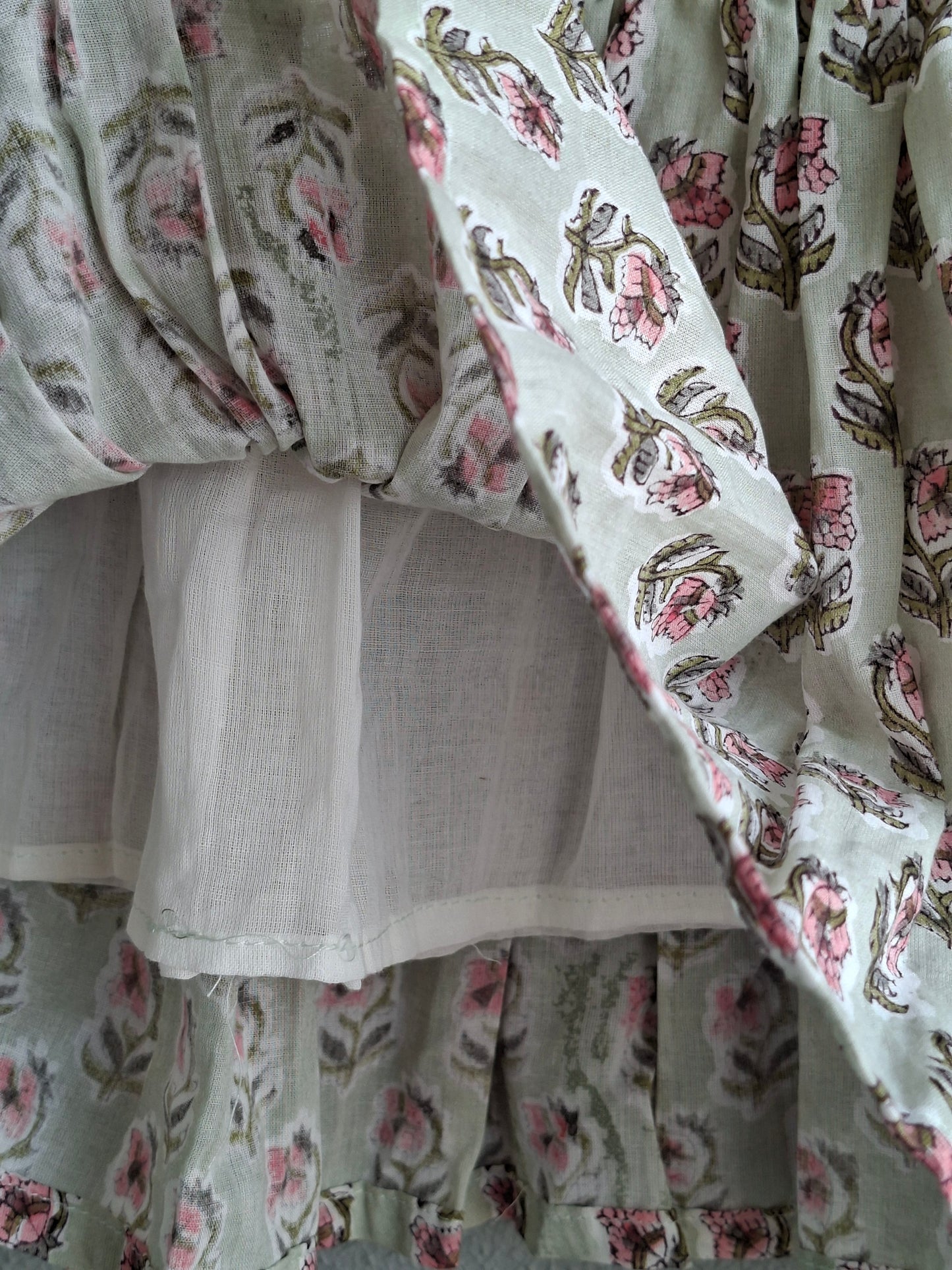 Pastel Pink Rose Handblock Print Baby Girl Cotton Dress