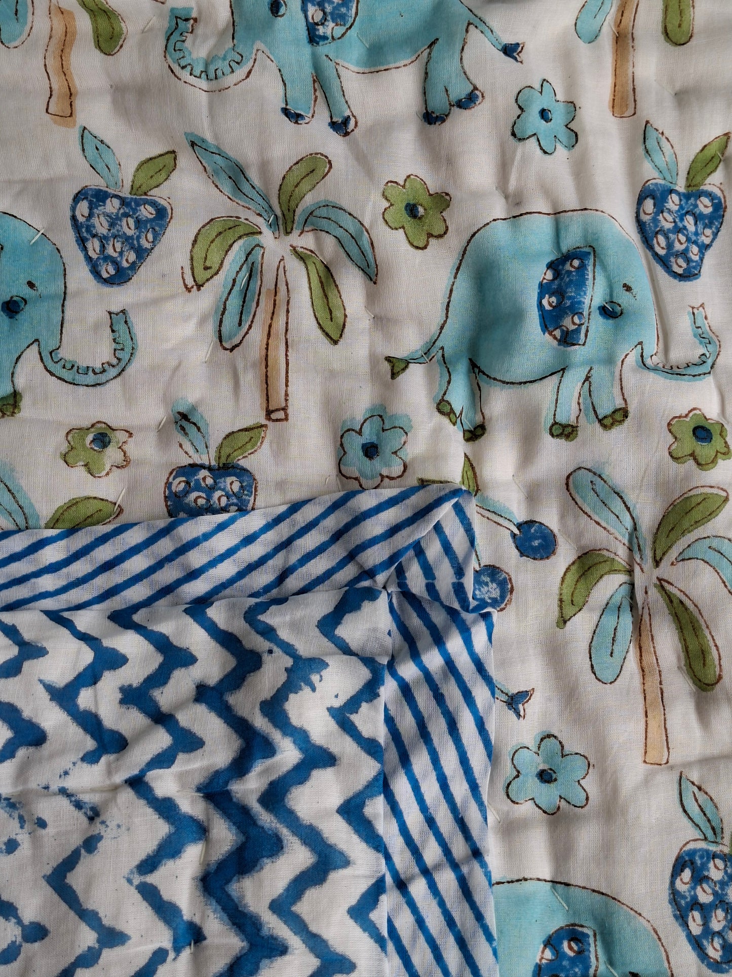 Hathi Raja Mulmul Cotton Baby Quilt – Handcrafted & Reversible