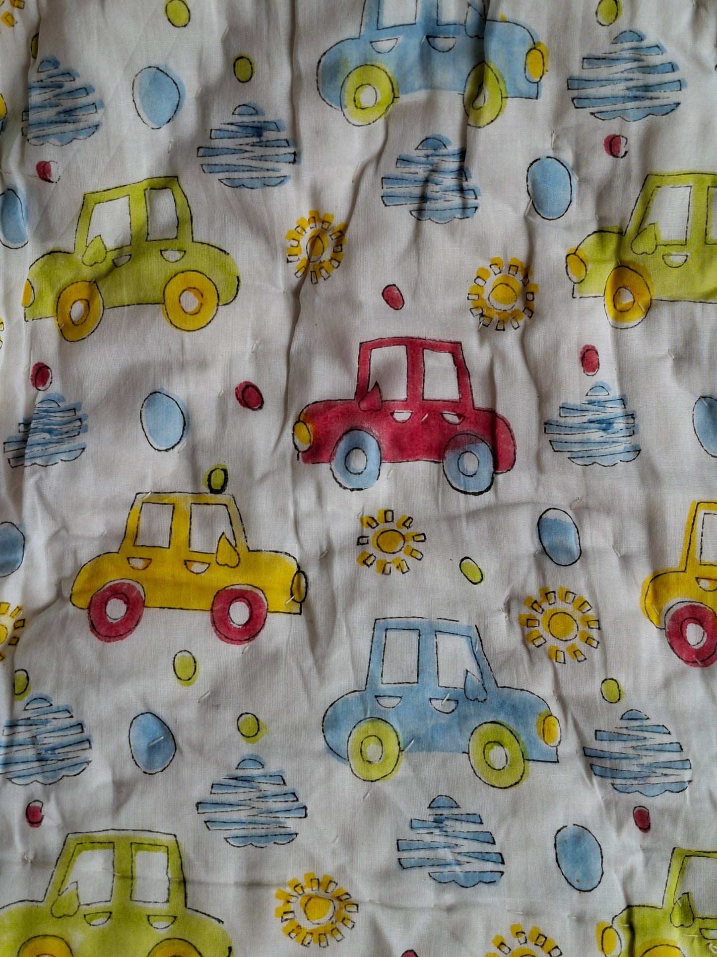 Broom Broom Car Mulmul Cotton Baby Quilt – Handcrafted & Reversible