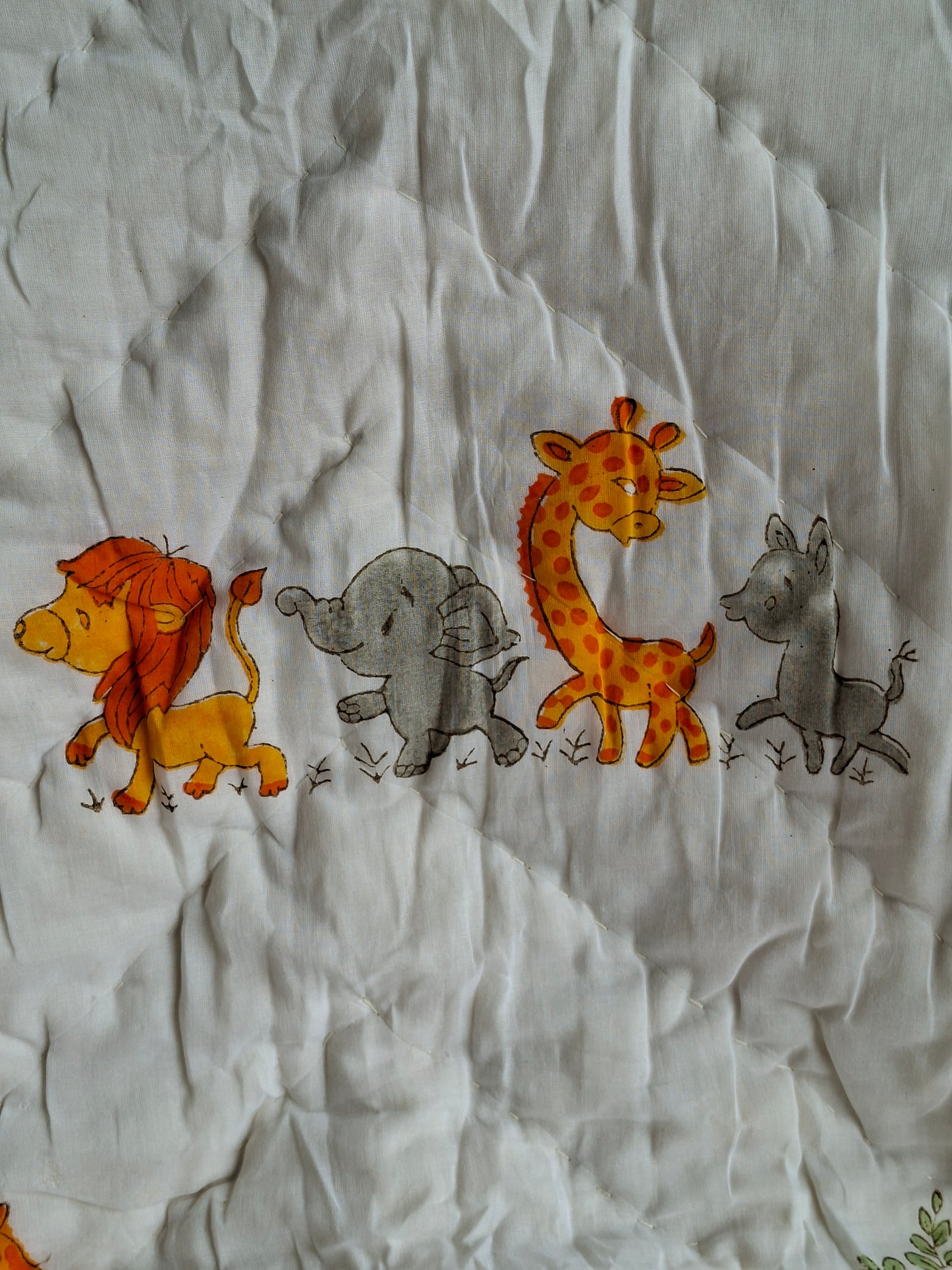 Jungle Buddies Mulmul Cotton Baby Quilt – Handcrafted & Reversible