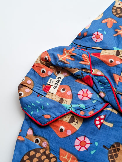 Atibatti Blue Jungle Buddies Pure Cotton Kids Nightsuit for Babies & Toddlers close view