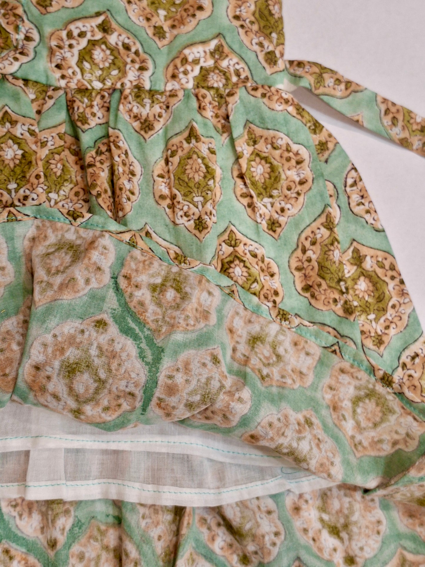 Harini HandBlock Angarkha With Side Bow Mul Mul Cotton  Frock