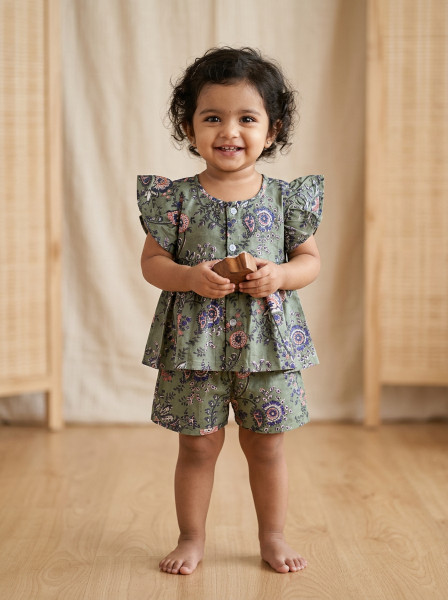 Baby Dress Sets Handblock Mul Cotton